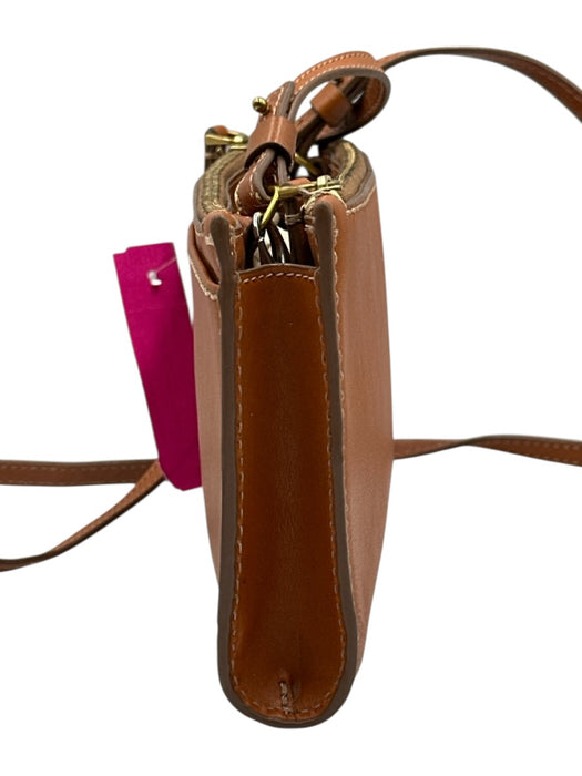 Fossil Cognac Brown Leather double zip Crossbody Bag Cognac Brown / S