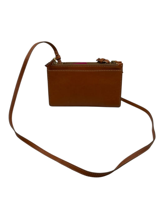 Fossil Cognac Brown Leather double zip Crossbody Bag Cognac Brown / S