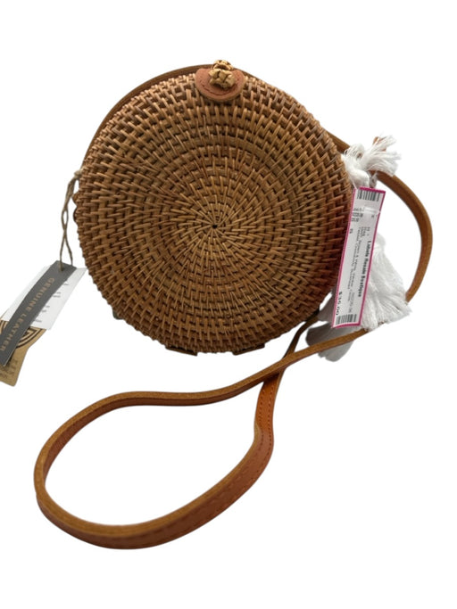 Brown & White Wicker Circle Tassel Crossbody Bag Brown & White / S