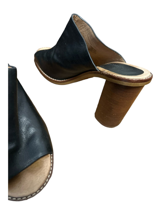 Madewell Shoe Size 9 Black & Brown Leather Block Heel Peep Toe Slip On Shoes Black & Brown / 9