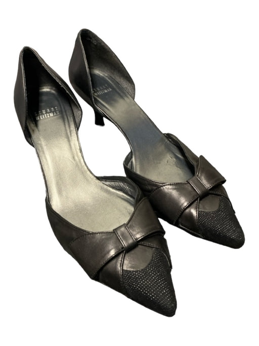 Stuart Weitzman Shoe Size 9.5 Black Leather Pointed Toe Bow Detail Shoes Black / 9.5