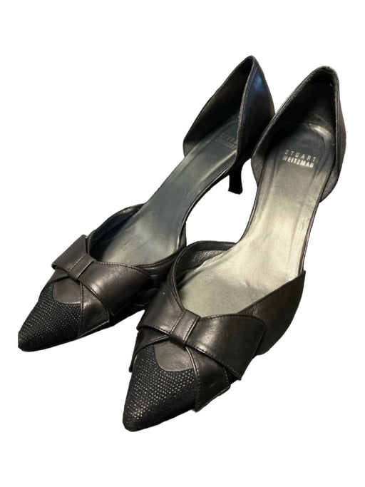 Stuart Weitzman Shoe Size 9.5 Black Leather Pointed Toe Bow Detail Shoes Black / 9.5