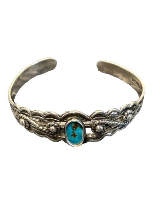 No Brand Silver & Turquoise Metal Gem Detail Abstract cuff Bracelet Silver & Turquoise