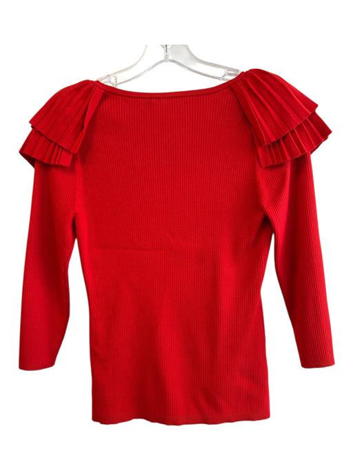 Karen Millen Size L Red Viscose Ripped Pleat Shoulder Detail Long Sleeve Top Red / L