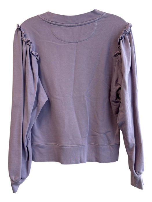 Marie Oliver Size XS Lavander 100% Cotton Round Neck Long Sleeve Ruffle Top Lavander / XS