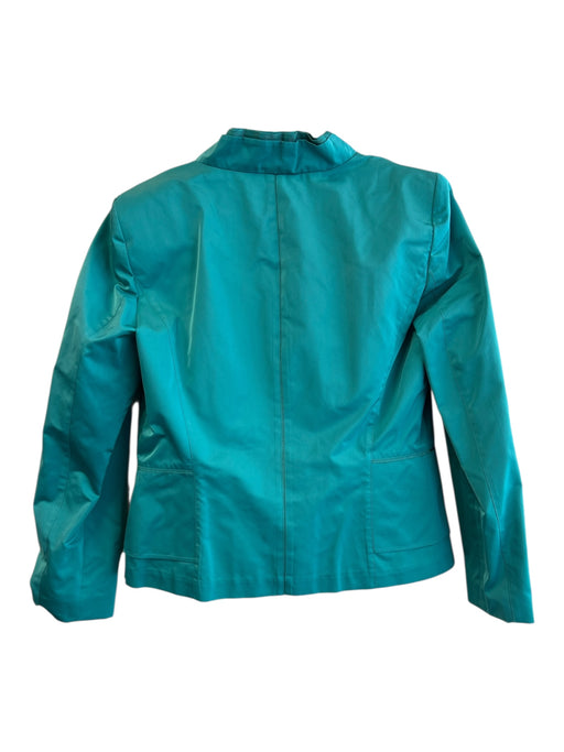 Lafayette 148 Size 8 Turquiose Polyester zipper front Long Sleeve Collar Top Turquiose / 8