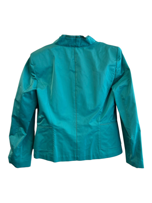 Lafayette 148 Size 8 Turquiose Polyester zipper front Long Sleeve Collar Top Turquiose / 8