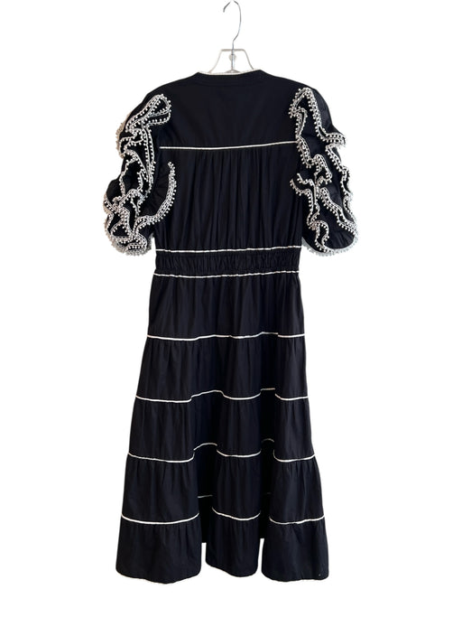 Scarlett Poppies Size S Black Cotton Poplin A-line Contrast Lace trims Dress Black / S