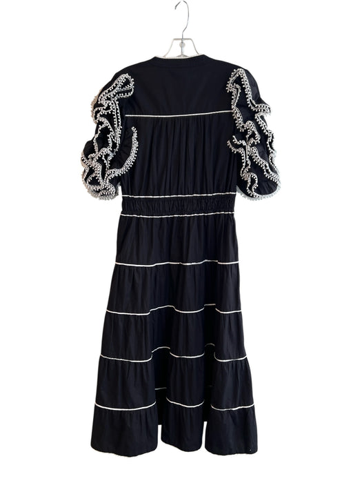 Scarlett Poppies Size S Black Cotton Poplin A-line Contrast Lace trims Dress Black / S
