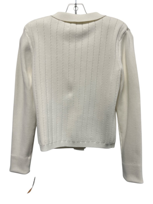 Cara Cara Size Est S White Viscose & Nylon Long Sleeve Button Front Knit Sweater White / Est S