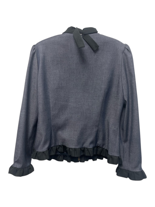 Red Valentino Size S Blue & Black No Fabric Tag Trim Back Bow Zip front Jacket Blue & Black / S
