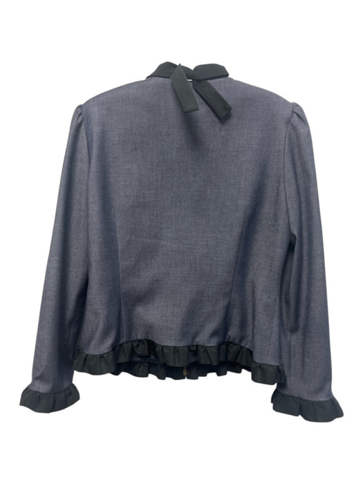 Red Valentino Size S Blue & Black No Fabric Tag Trim Back Bow Zip front Jacket Blue & Black / S