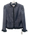 Red Valentino Size S Blue & Black No Fabric Tag Trim Back Bow Zip front Jacket Blue & Black / S