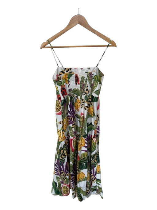 Farm Rio Size S Green & Orange Cotton Spaghetti Strap Jungle Print Maxi Dress Green & Orange / S