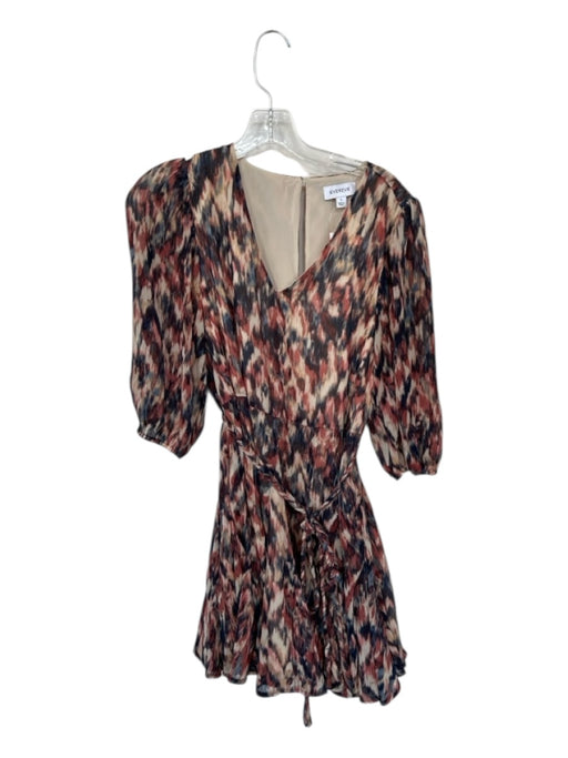 Evereve Size S Orange & navy Polyester Long Balloon Sleeve Ikat Belted Dress Orange & navy / S