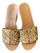 Tory Burch Shoe Size 7M Brown & Yellow Leather & Wood Raffia Woven Sandals Brown & Yellow / 7M