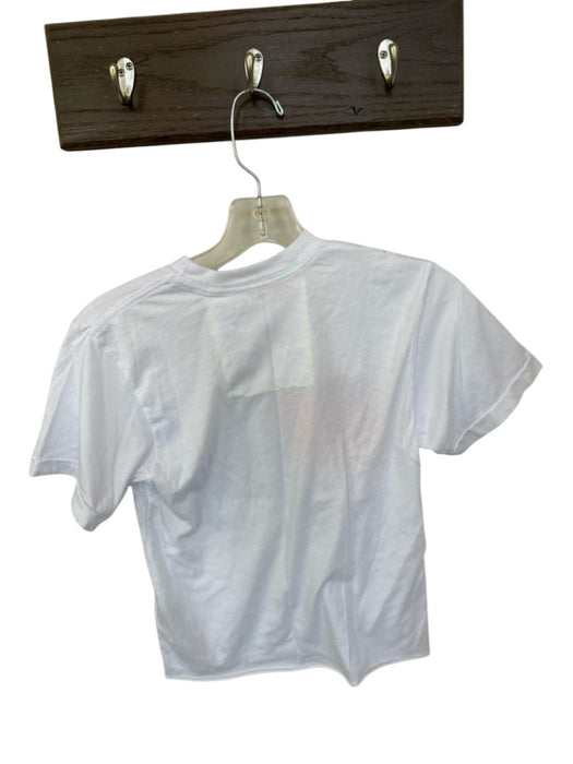 Aviator Nation Size XS White & Multi Cotton Short Sleeve Logo Cropped Top White & Multi / XS