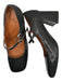 Chocolat Blu Shoe Size 7.5 Black Leather Block Heel Buckles Square Toe Pumps Black / 7.5