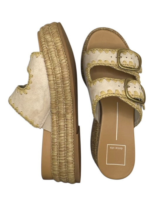 Dolce Vita Shoe Size 6.5 Tan Straw & Leather Platform Buckles Sandals Tan / 6.5