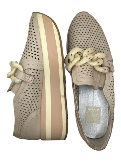 Dolce Vita Shoe Size 7 Taupe & Tan Leather Platform Perforated Chain Loafers Taupe & Tan / 7