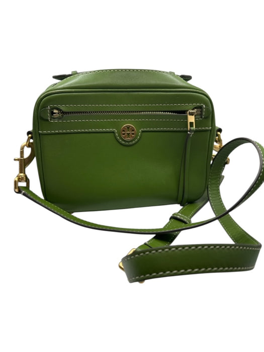 Tory Burch Green Leather Crossbody Outer Pocket Gold Hardware Bag Green / S