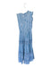 Oliphant Size S White & Blue Cotton Sleeveless smocked Striped Maxi Dress White & Blue / S