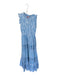 Oliphant Size S White & Blue Cotton Sleeveless smocked Striped Maxi Dress White & Blue / S