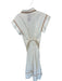 La Lavon Size S white & tan Cotton Cap Sleeve Rope Detail Belted Dress white & tan / S