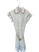 La Lavon Size S white & tan Cotton Cap Sleeve Rope Detail Belted Dress white & tan / S