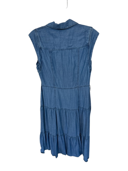 avara Size M Med Dark Wash Tencel Cap Sleeve Button Down Collar Denim Dress Med Dark Wash / M
