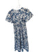 Maeve Size SP White & Blue Cotton Short Sleeve Botanical Smocked Waist Dress White & Blue / SP