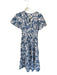 Maeve Size SP White & Blue Cotton Short Sleeve Botanical Smocked Waist Dress White & Blue / SP