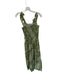 THML Size XS Green & Cream Rayon Blend Tie Straps smocked leaves Maxi Dress Green & Cream / XS