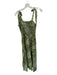 THML Size XS Green & Cream Rayon Blend Tie Straps smocked leaves Maxi Dress Green & Cream / XS