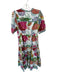 Charlee Size S White & Multi Cotton Short Balloon Sleeve Botanical Buttons Dress White & Multi / S