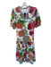 Charlee Size S White & Multi Cotton Short Balloon Sleeve Botanical Buttons Dress White & Multi / S