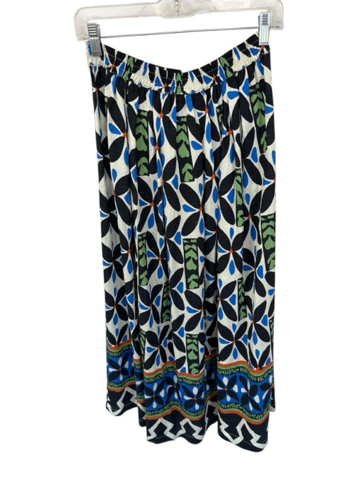 Staccato Size S Black & Green Rayon Blend Elastic Waist Low Back Maxi Skirt Black & Green / S