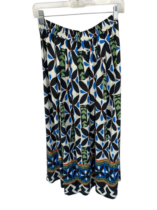 Staccato Size S Black & Green Rayon Blend Elastic Waist Low Back Maxi Skirt Black & Green / S