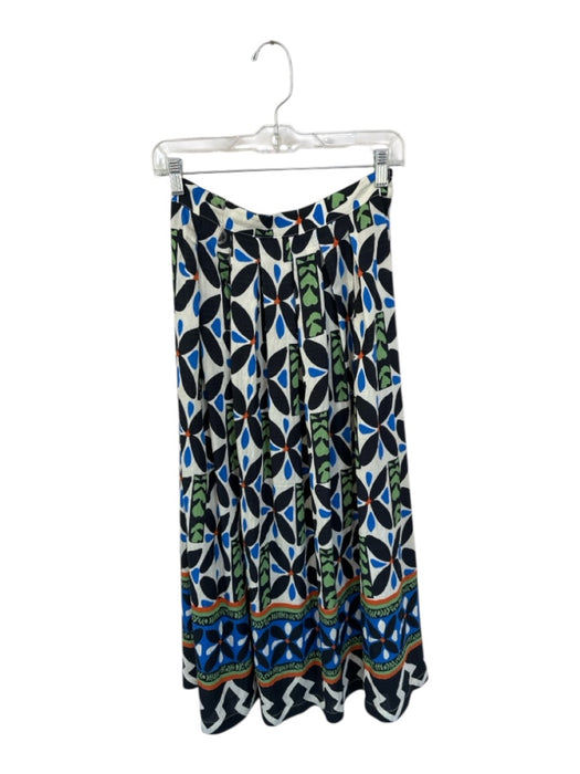 Staccato Size S Black & Green Rayon Blend Elastic Waist Low Back Maxi Skirt Black & Green / S
