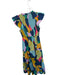 Sugar + Lips Size XS Multi Cotton Flutter Sleeves smocked Geometric V Neck Dress Multi / XS