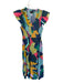 Sugar + Lips Size XS Multi Cotton Flutter Sleeves smocked Geometric V Neck Dress Multi / XS