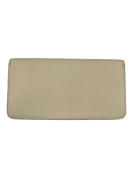 Tory Burch Cream Leather Front Flap Pebbled Rectangle Clutch Bag Cream / S