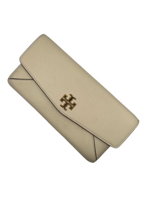 Tory Burch Cream Leather Front Flap Pebbled Rectangle Clutch Bag Cream / S