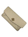 Tory Burch Cream Leather Front Flap Pebbled Rectangle Clutch Bag Cream / S