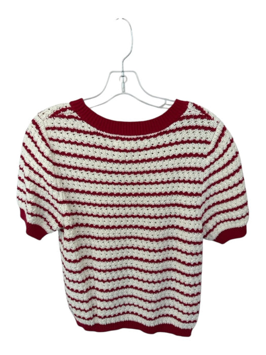 Pinch Size XS Cream & Red Cotton Blend Short Sleeve Knit Striped Top Cream & Red / XS