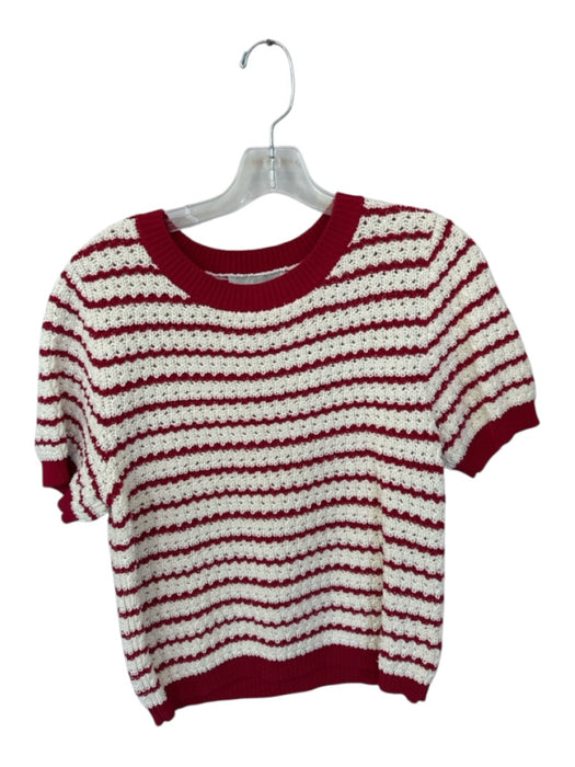 Pinch Size XS Cream & Red Cotton Blend Short Sleeve Knit Striped Top Cream & Red / XS