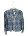 TCEC Size S Blue & Cream Cotton Long Sleeve embroider neck Buttons Top Blue & Cream / S