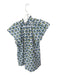 Victoria Dunn Size S Blue & Green Cotton Short Sleeve Flowers Buttons Top Blue & Green / S