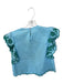 THML Size XS Blue & Green Cotton Short Sleeve Embroidered Flowers Top Blue & Green / XS