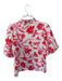 THML Size XS Pink & Red Rayon Short Balloon Sleeve Flowers Ruffle collar Top Pink & Red / XS